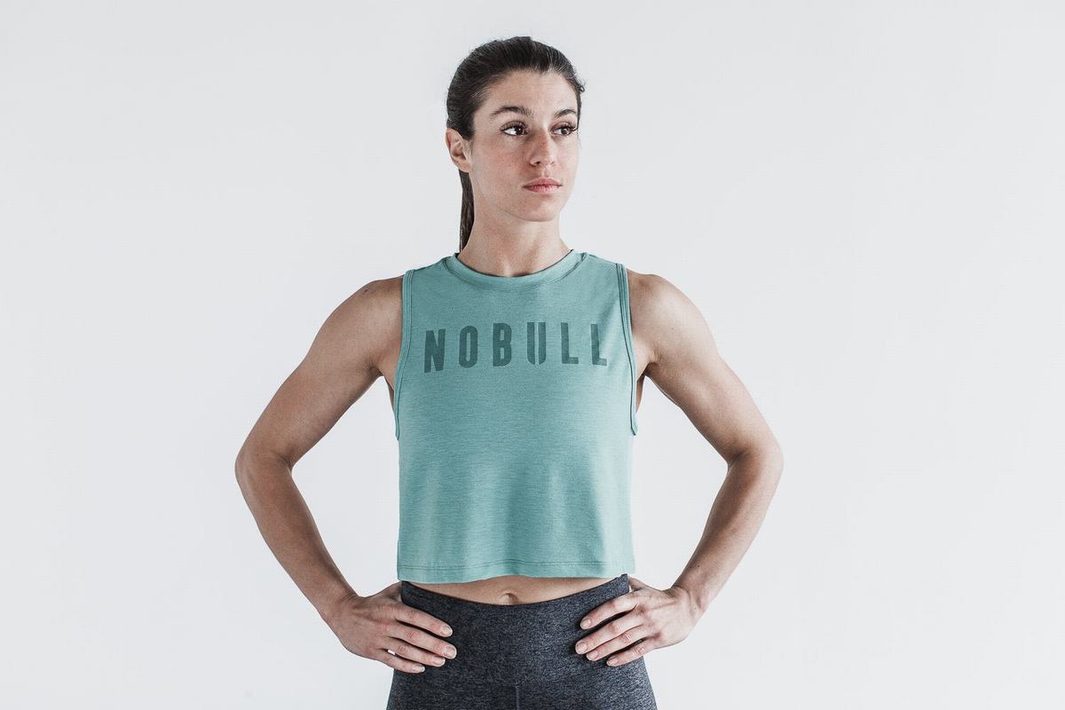 Nobull Muscle Women's Tank Tops Blue | Australia (GK5936)